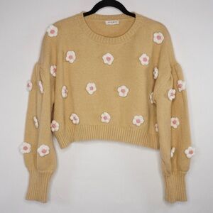 Storia Crop Sweater with White Floral Details